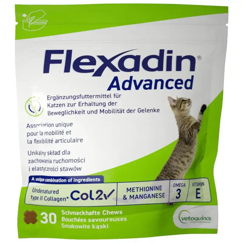 Obniżka ceny VETOQUINOL Flexadin Advanced Cat - Wsparcie kocich stawów, 30 kąsków