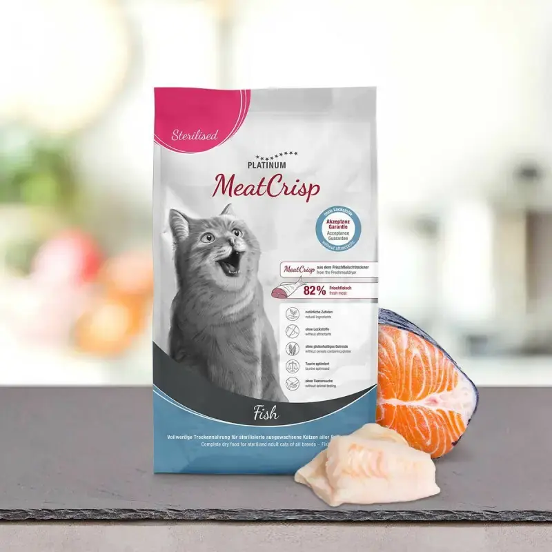 Do wyczerpania zapasów PLATINUM MeatCrisp Sterilised Fish - Pełnoporcjowa karma dla kotów sterylizowanych z rybą