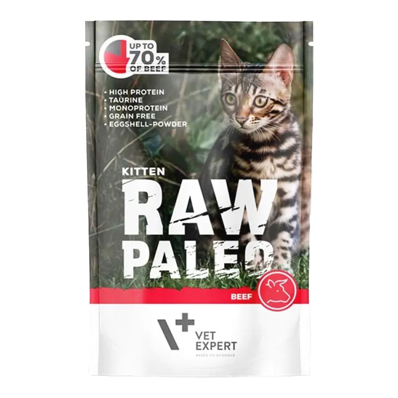 RAW PALEO Karma mokra dla kociąt Wołowina 100g Bezzbożowa Ostatnie sztuki