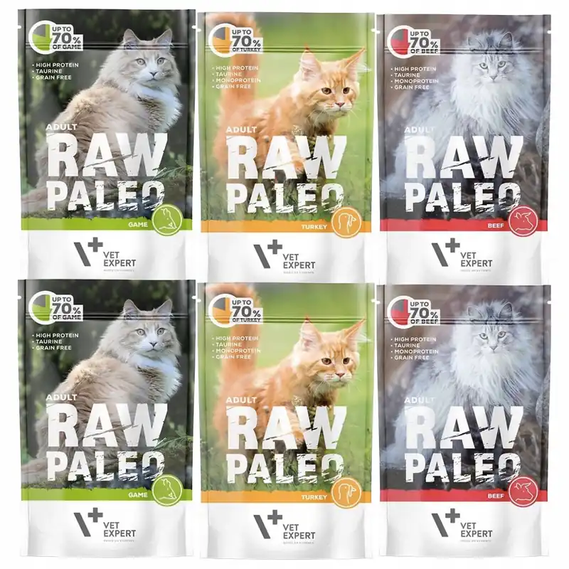 RAW PALEO Karma mokra dla kota mix smaków 6 x 100g Bezzbożowa Szybka wysyłka