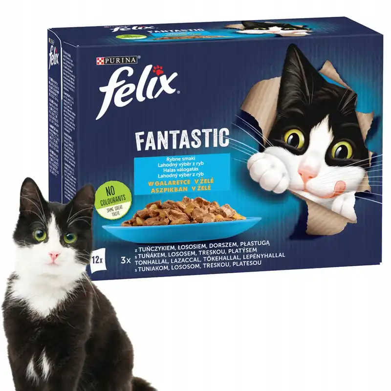 PURINA Felix Fantastic karma mokra dla kota rybny mix smaków 12 x 85g Łatwy zwrot