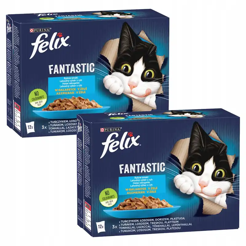 PURINA Felix Fantastic karma mokra dla kota rybny mix smaków 24 x 85g Dostępne od ręki