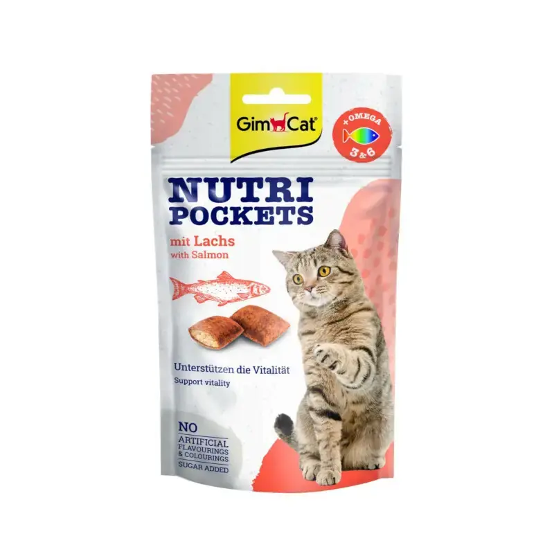 Dodaj do koszyka GIMCAT Nutri Pockets Łosoś z Omega 3&6 - przysmak dla kota, 60g