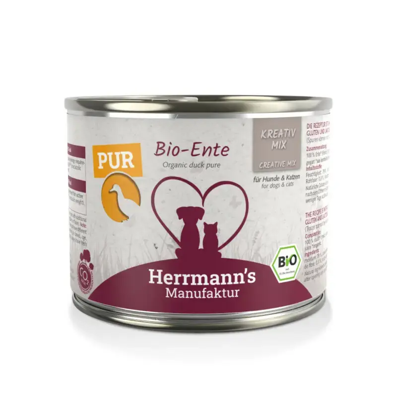 HERRMANN‘S Manufaktur Kreativ Ente Pur - karma mokra, dla dorosłych psów i kotów 100% kaczka Nie przegap