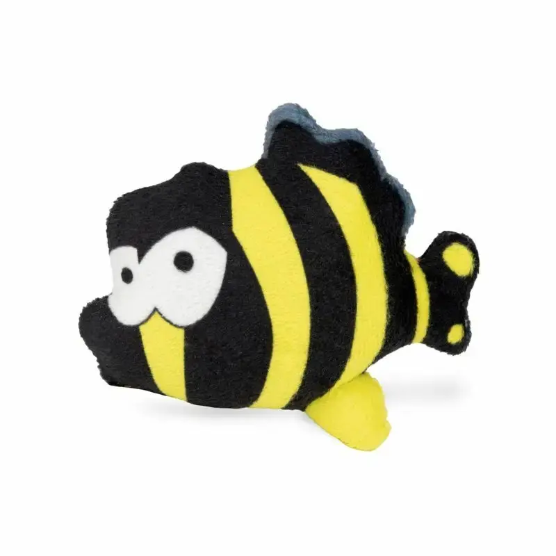Wysoka jakość BARRY KING żółto-czarna ryba, pluszowa, 9 cm, zabawka dla kota