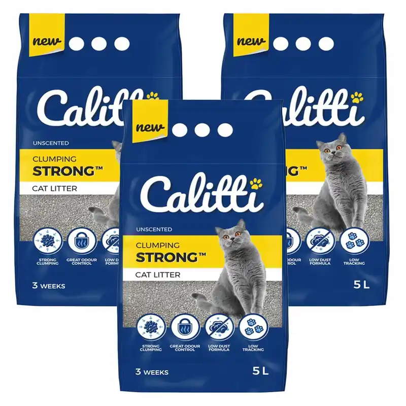 Bentonitowy żwirek dla kota Calitti Strong 3 x 5l Bezzapachowy Promocja