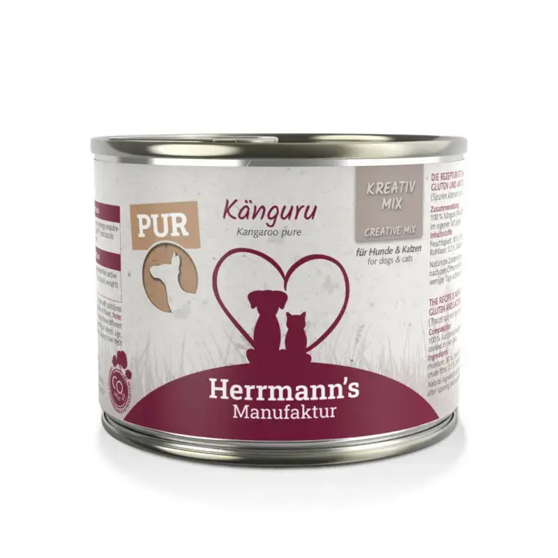 HERRMANN‘S Manufaktur Kreativ Pur Kanguru - karma mokra, dla dorosłych psów i kotów 100% kangur Tani
