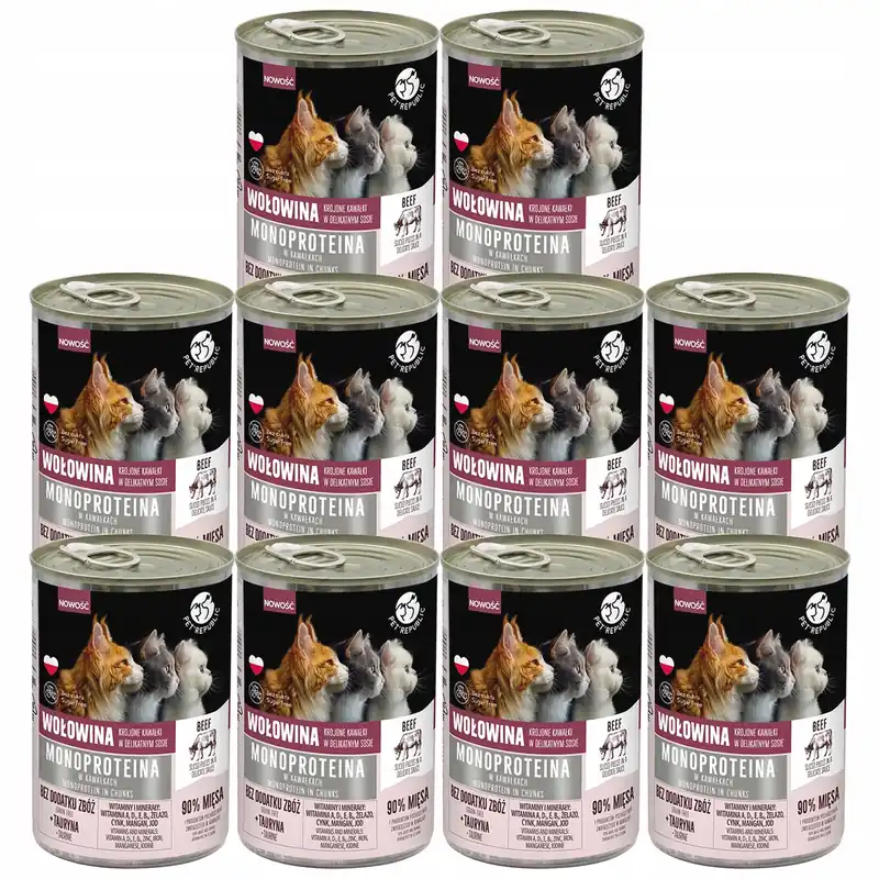 Oferta limitowana PET REPUBLIC Mono Wołowina monobiałkowa karma dla kota mokra 10 x 400g
