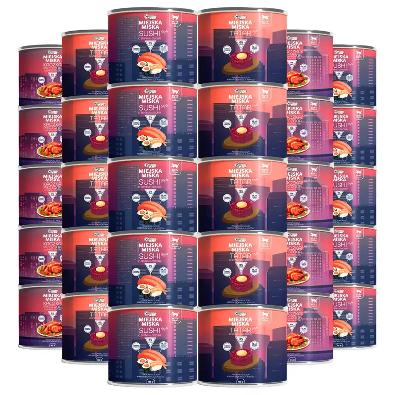 Zamów teraz Karma mokra bezzbożowa dla kota Gaczoo Miejska Miska mix smaków 30 x 185g