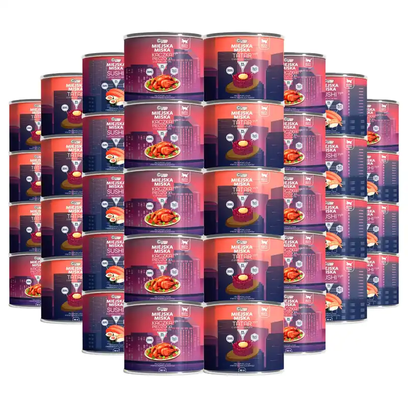 Karma mokra bezzbożowa dla kota Gaczoo Miejska Miska mix smaków 36 x 185g Rabat