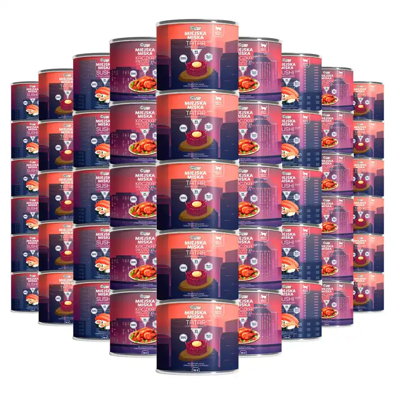 Nie przegap Karma mokra bezzbożowa dla kota Gaczoo Miejska Miska mix smaków 48 x 185g