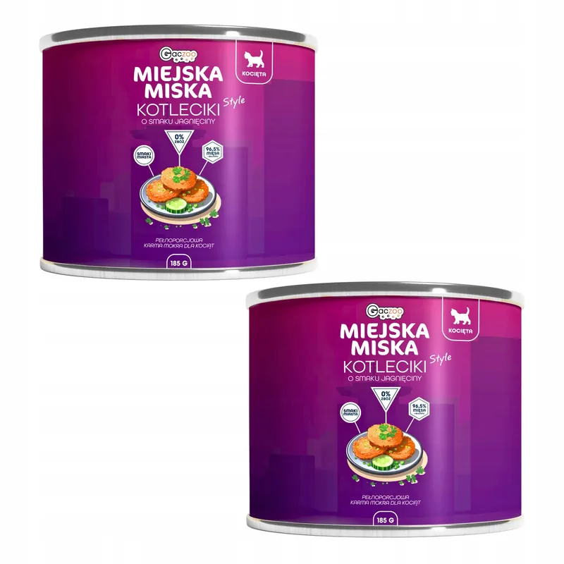 Gaczoo Miejska Miska Karma mokra dla kociąt Kotleciki Jagnięcina 2 x 185g Bestseller