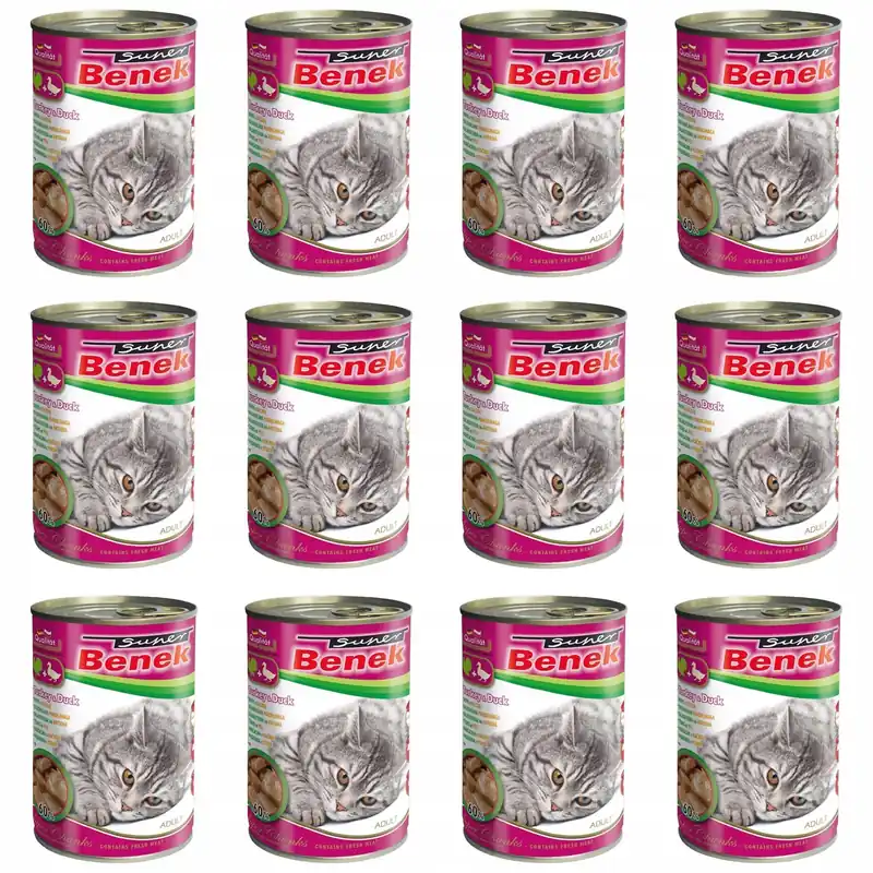 BENEK Chunks Karma mokra dla kota Kaczka 12 x 415g Nie przegap