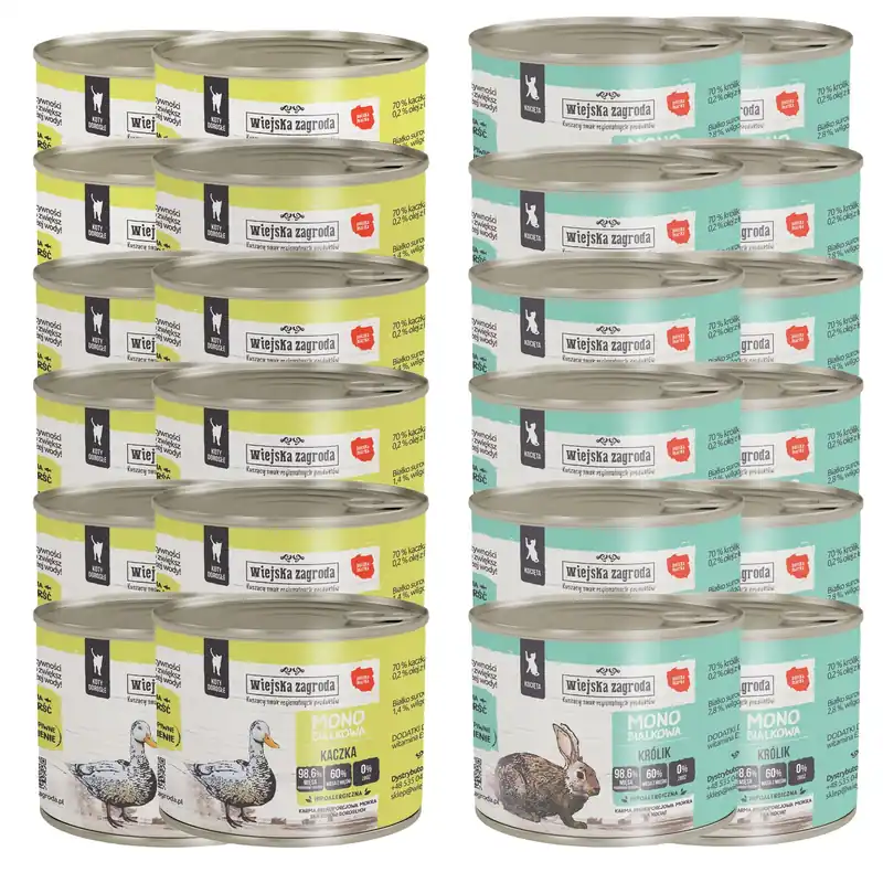 WIEJSKA ZAGRODA MONO Karma mokra dla kociąt MIX Smak 24x200g Premium