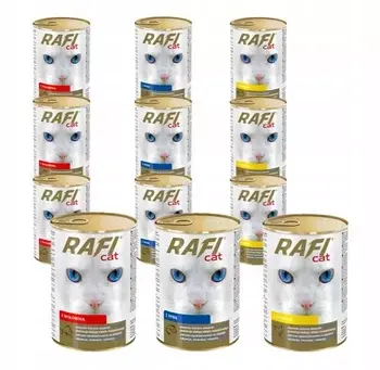 Ograniczona ilość RAFI Karma mokra dla kota MIX Smaków 12x415g
