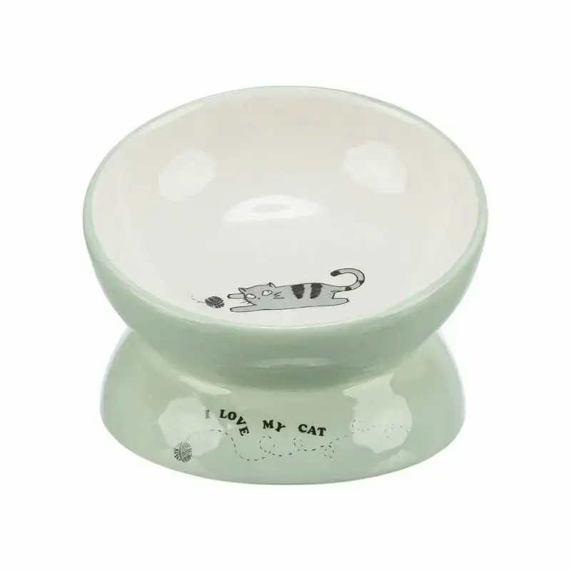 Kup online TRIXIE Miska podwyższona, dla kota, ceramika, szałwiowa/biała, 0.15 l/13 cm