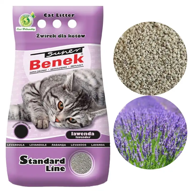 Cena promocyjna Żwirek zapachowy dla kota SUPER BENEK Lawenda 5L
