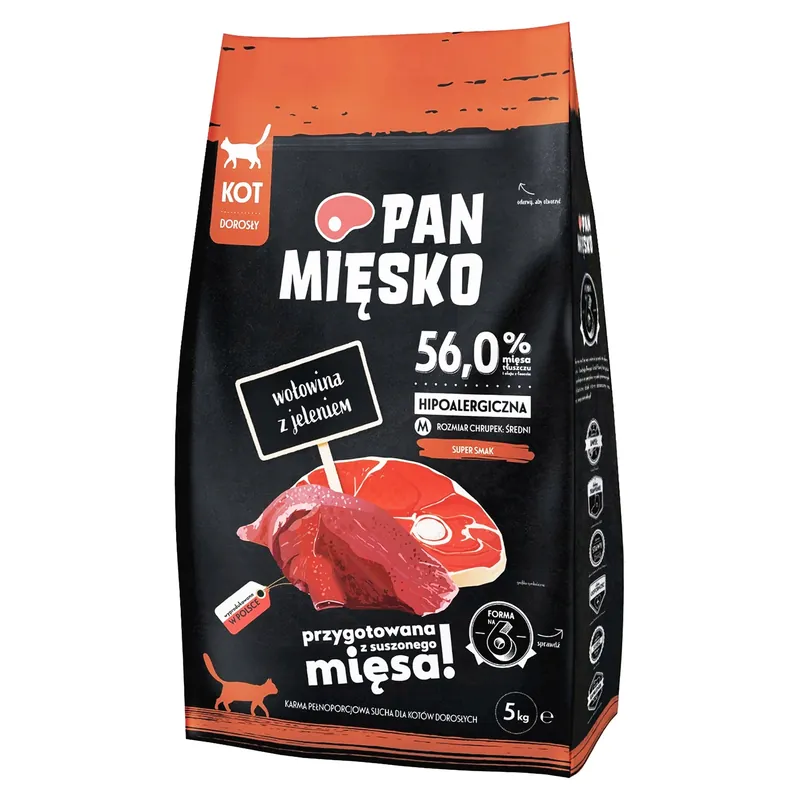 Łatwy zwrot Pan Mięsko karma dla kota sucha 5 kg Wołowina Jeleń