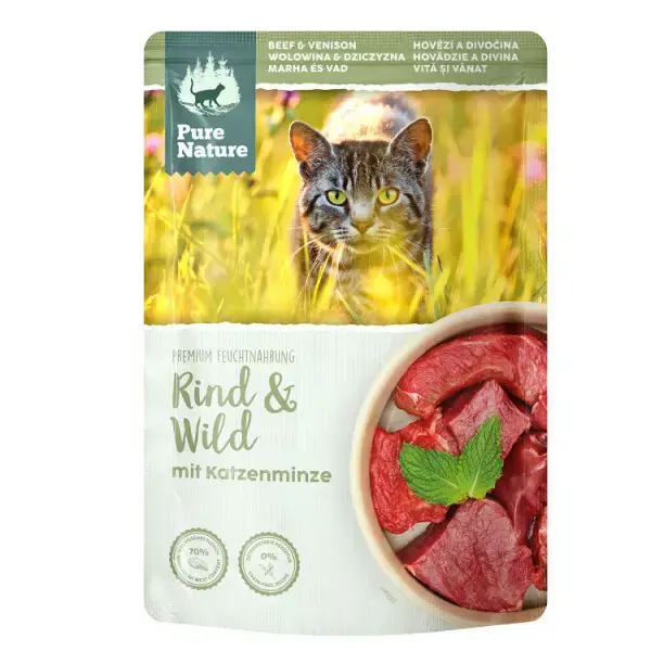 PURE NATURE CAT Rind Wild - wołowina z dziczyzną i kocimiętką dla dorosłych kotów (85g) Darmowy zwrot