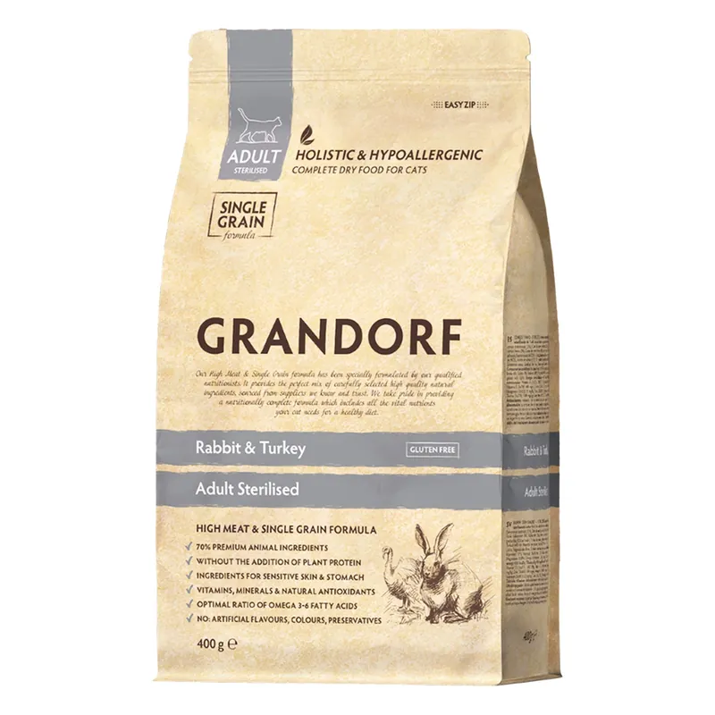 GRANDORF ZDROWA Karma sucha dla kota Królik Indyk 400g Oferta czasowa