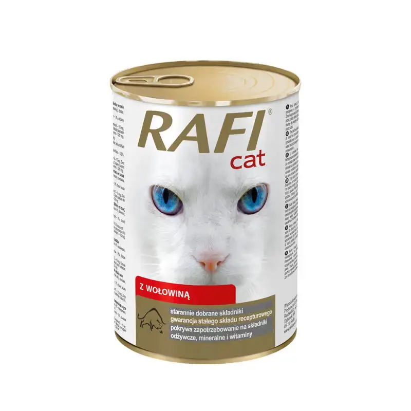 Taniej RAFI Cat Adult z wołowiną - mokra karma dla kota, puszka 415g