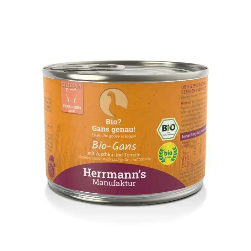 HERRMANN‘S Selection Cat Bio Gans - karma mokra, dla dorosłych kotów, gęś z cukinią i pomidorami, 200g puszka Oferta