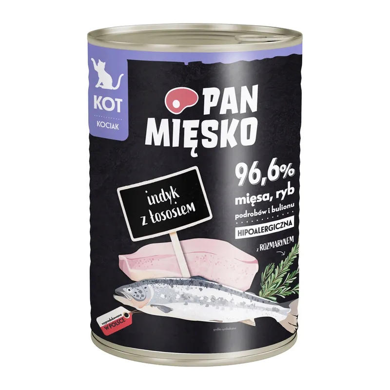 Ekspresowa dostawa Pan Mięsko karma dla kociąt mokra 400g Łosoś Indyk