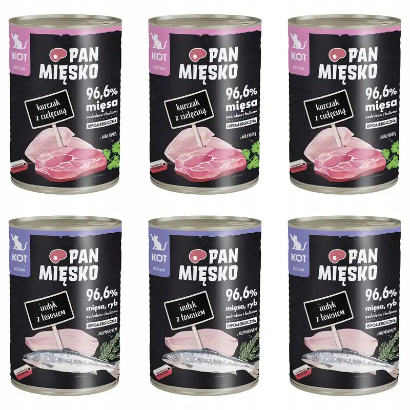 Pan Mięsko karma dla kociąt mokra 6 x 400g Mix Taniej