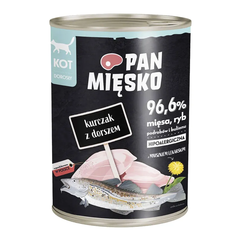 Najlepsza cena Pan Mięsko mokra karma dla kota 400g Kurczak Dorsz