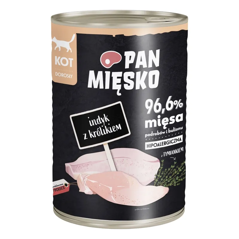 Oferta czasowa Pan Mięsko mokra karma dla kota 400g Indyk Królik