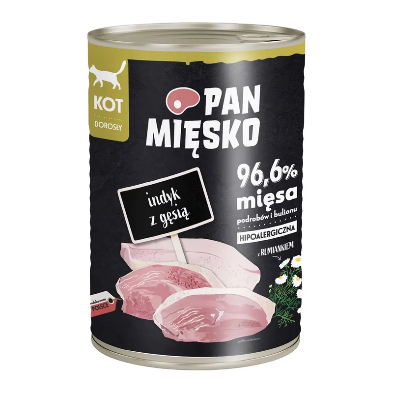 Ograniczona ilość Pan Mięsko mokra karma dla kota 400g Indyk Gęś