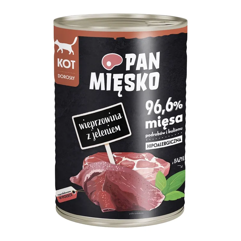Pan Mięsko mokra karma dla kota 400g Wieprzowina Jeleń Bezpieczne zakupy