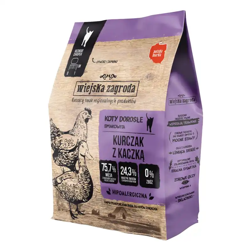 WIEJSKA ZAGRODA sucha karma dla kota 400g Kurczak Kaczka Oferta czasowa