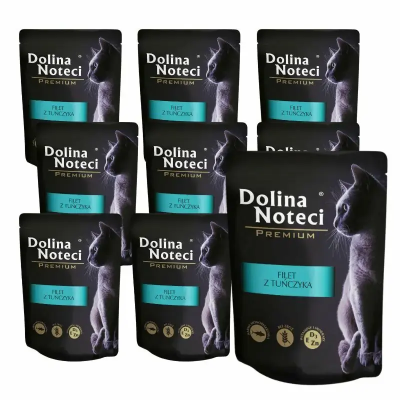 Do wyczerpania zapasów DOLINA NOTECI Premium filet z tuńczyka PAKIET 10x85g - karma dla dorosłych kotów, saszetka