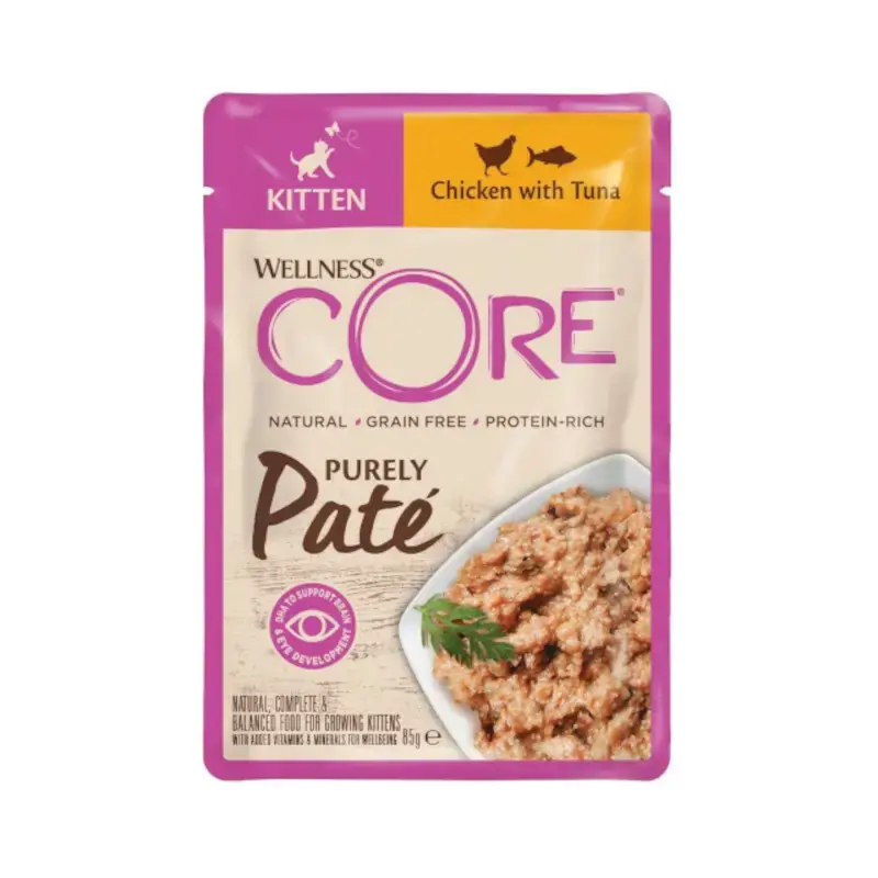 Dodaj do koszyka Wellness Core Purely Pate Kitten - karma mokra, dla kociąt z kurczakiem i tuńczykiem 8x85g saszetki