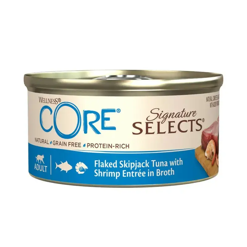 Wellness Signature Selects Flaked Tuna karma mokra, dla dorosłych kotów tuńczyk i krewetki 79g puszka Bestseller