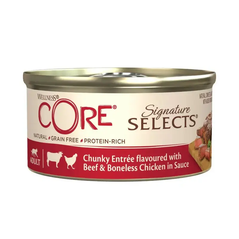 Wellness Signature Selects Chunky Entree karma mokra, dla dorosłych kotów wołowina z kurczakiem 79g puszka Sprawdź teraz