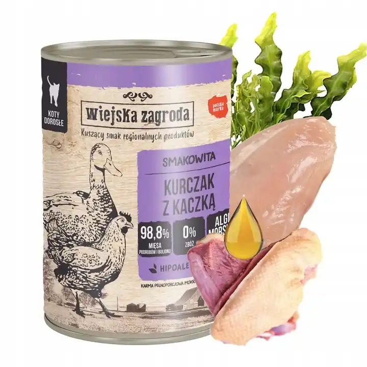 Kup online WIEJSKA ZAGRODA Karma mokra dla kota Kurczak Kaczka 400g Bezzbożowa