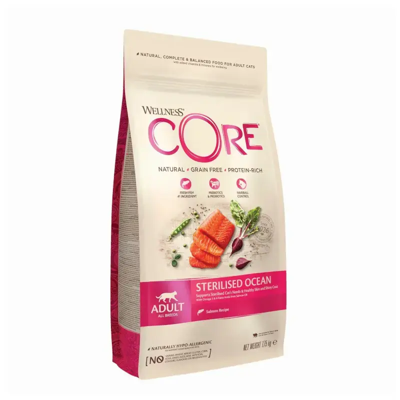 Wybór klientów WELLNESS Core Sterylised Ocean, karma sucha, dla dorosłych kotów po sterylizacji, łosoś