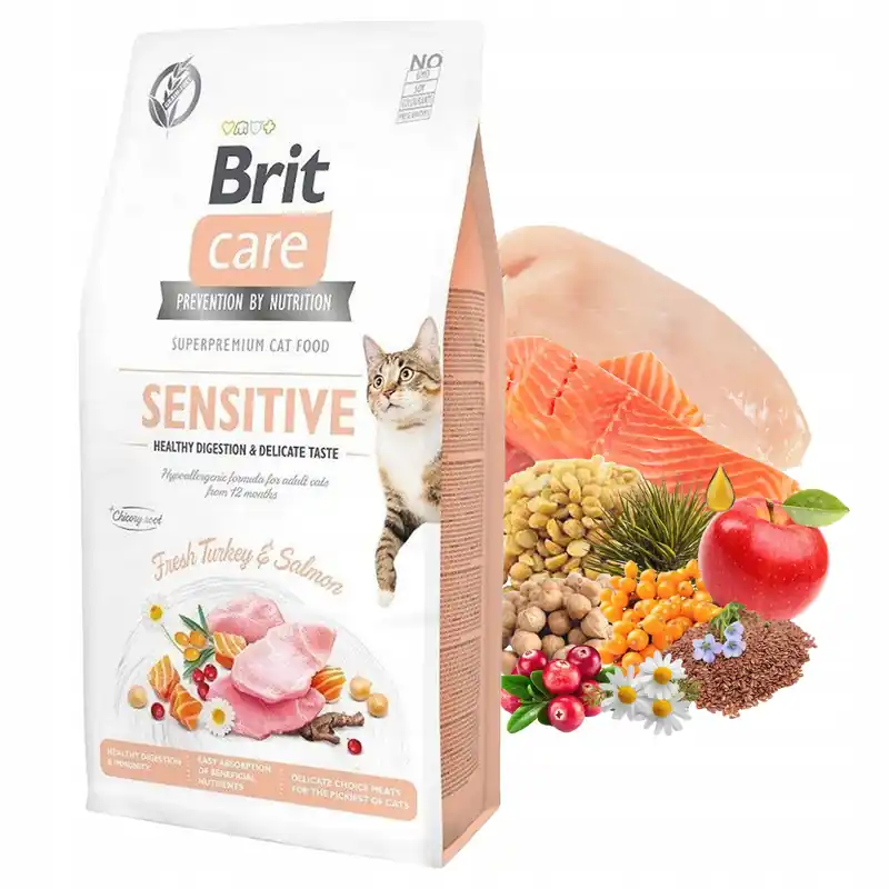 Bestseller Brit Care Sensitive 7 kg Turkey Salmon sucha karma dla kota