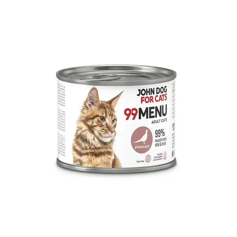 Bezpieczne zakupy JOHN DOG FOR CATS 99MENU Bażant - mokra karma dla kotów w puszcze