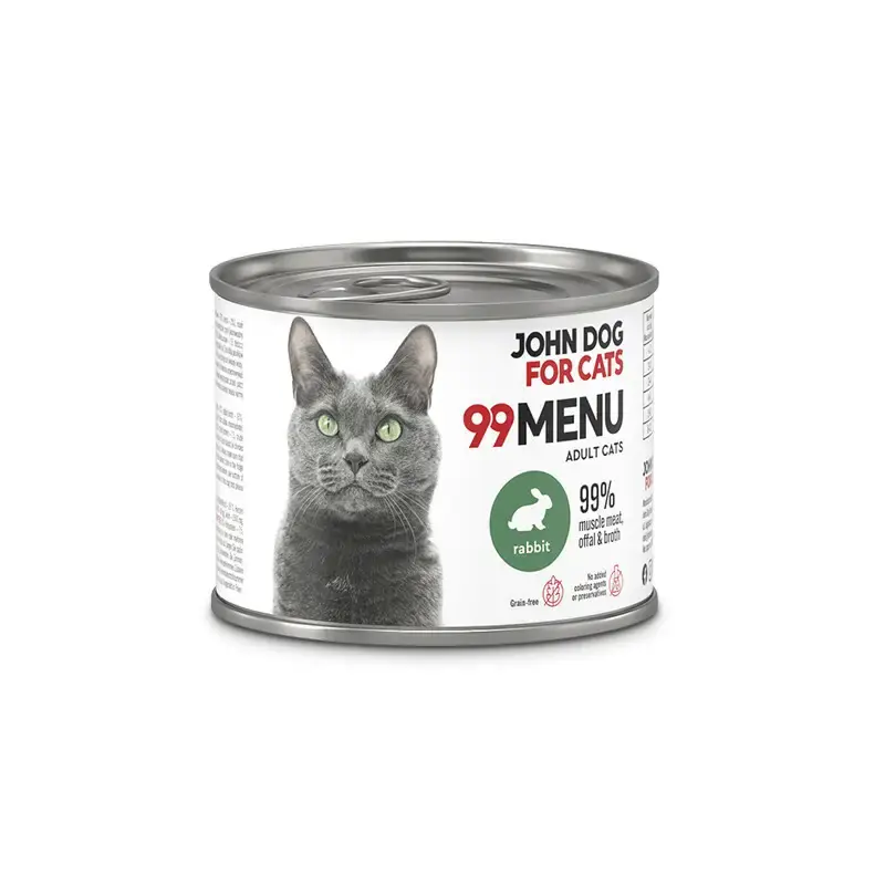 JOHN DOG FOR CATS 99MENU Królik - mokra karma dla kotów w puszcze Ekspresowa dostawa