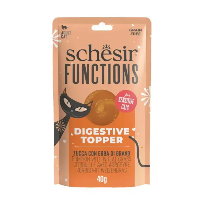 Popularny SCHESIR FUNCTIONS PUREE DIGESTIVE TOPPER z dynią i zieloną pszenicą - aksamitny mus, saszetka 40g