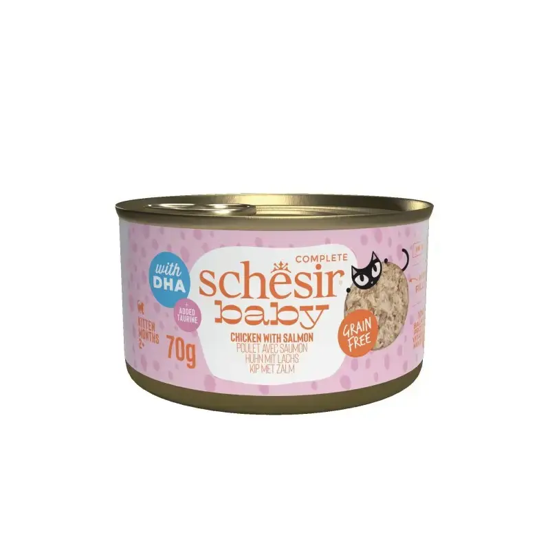 SCHESIR BABY Wholefood z kurczakiem i łososiem, filety w rosole - mokra karma dla kociąt, puszka 70g Zamów teraz