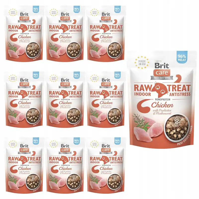 Brit Raw Treat Indoor & Antistress 10 x 40g Chicken przysmak dla kotów Premium