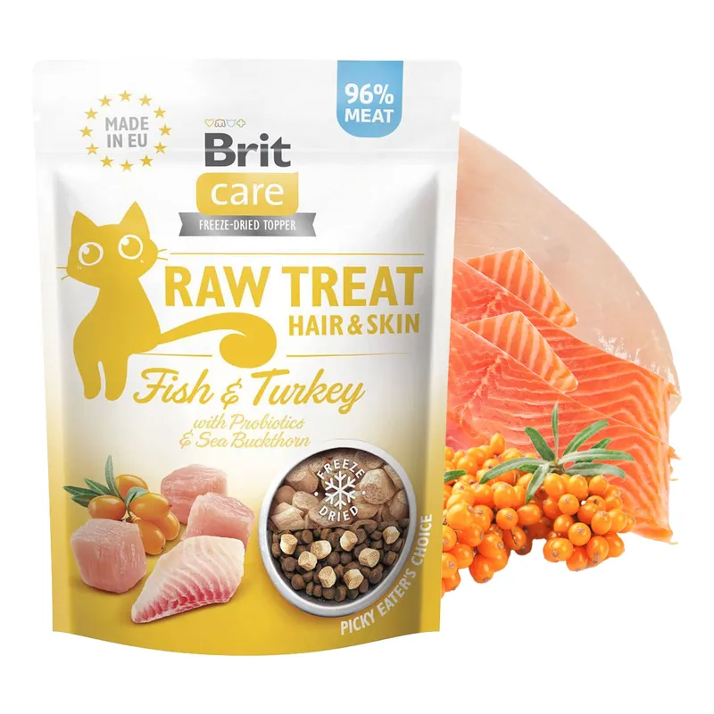 Brit Raw Treat Hair & Skin 40g Fish Turkey przysmak dla kota Zniżka
