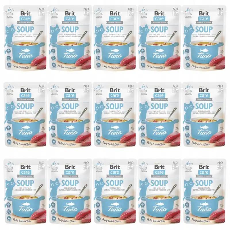 Niska cena Brit Care Soup 15 x 75g Tuna mokra karma dla kota w formie zupy