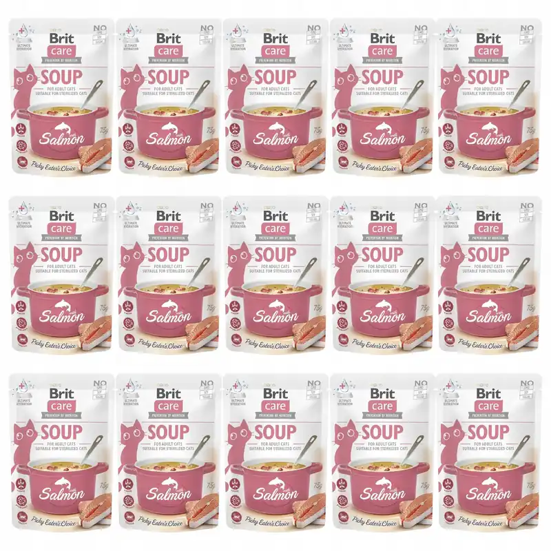 Brit Care Soup 15 x 75g Salmon mokra karma dla kota w formie zupy Darmowy zwrot