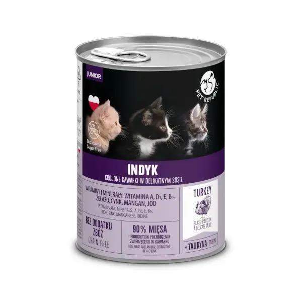 PET REPUBLIC indyk w sosie - karma mokra dla kociąt puszka 400g Tylko dziś