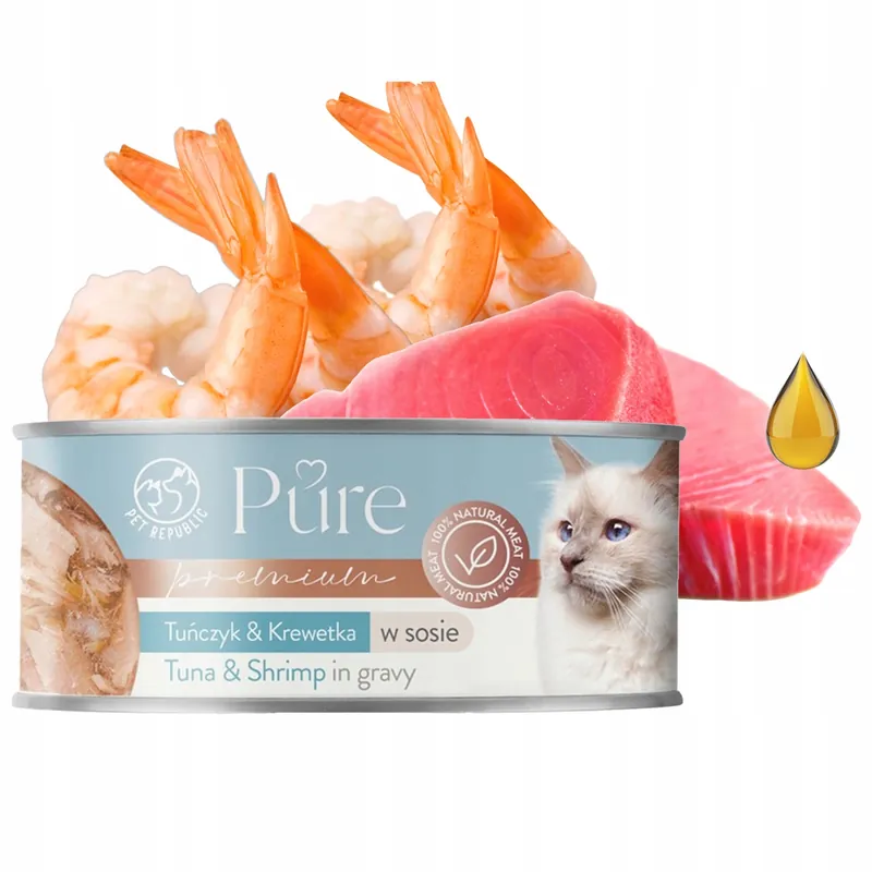 PET REPUBLIC Pure karma mokra dla kota Krewetka Tuńczyk 80g Rabat